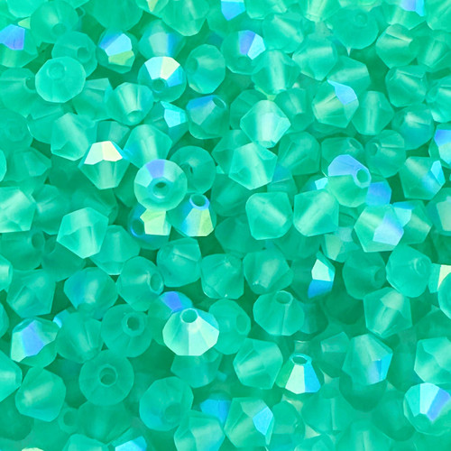 3mm Preciosa Bicones, Matte Caribbean Sea AB (Qty: 50)